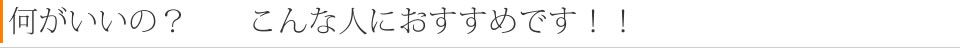 何がいいの？　　こんな人におすすめです！！